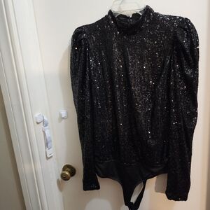 Rachel Zoe Shimmering Black Sequin Top